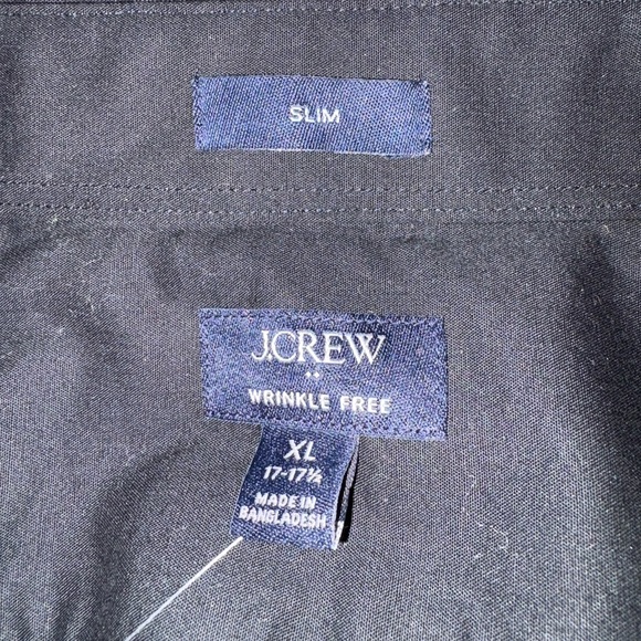 J Crew factory wrinkle free black men’s dress shirt, size 17 to 17.5, NWT - Picture 7 of 8